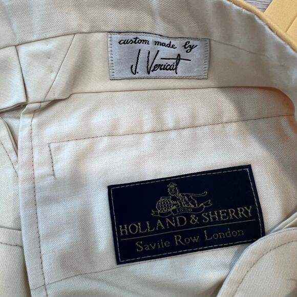 Holland & Sherry Yellow Flat Front Dress Pants Bespoke Size 35” JP - Picture 9 of 9